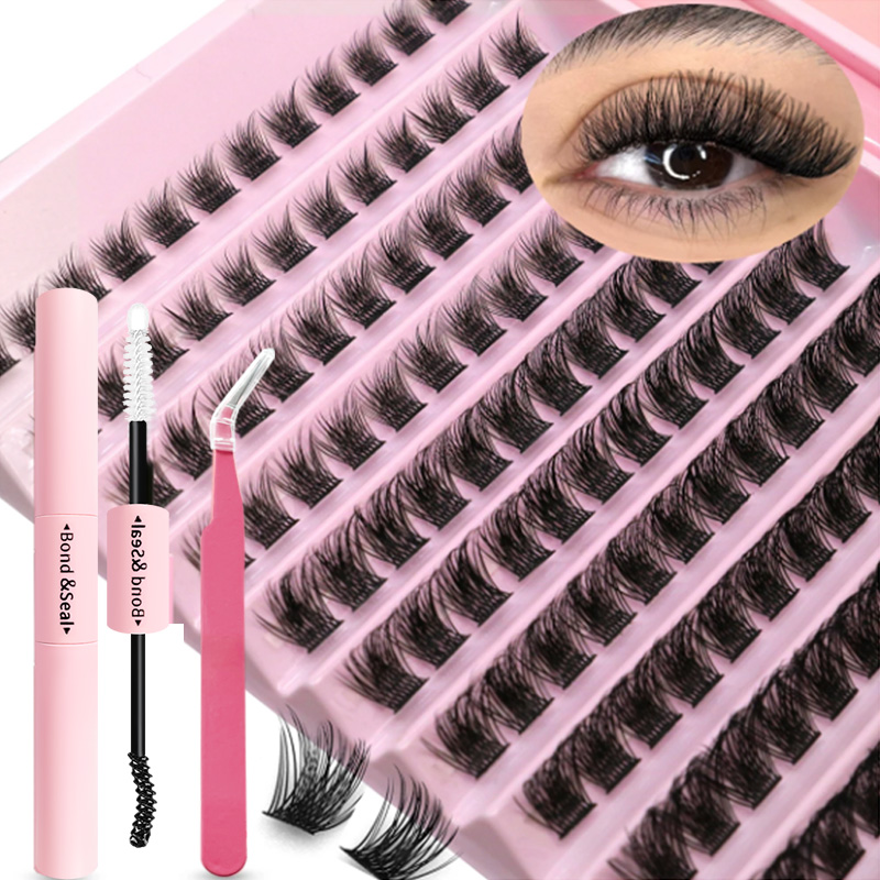 Eyelash Extension Remover At Home - DIY まつげエクステンションキット個別まつげクラスターミックスラッシュクラスター、ラッシュボンドとシールとラッシュアクセサリー付き