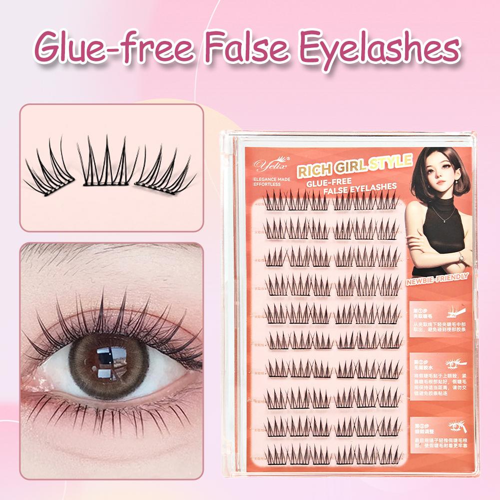 Eyelash Extension Korea - 韓国製接着剤不要つけまつげ DIY 自己粘着クラスタまつげ ナチュラルふわふわアニメスパイアまつげ 個別まつげ メイクアップ