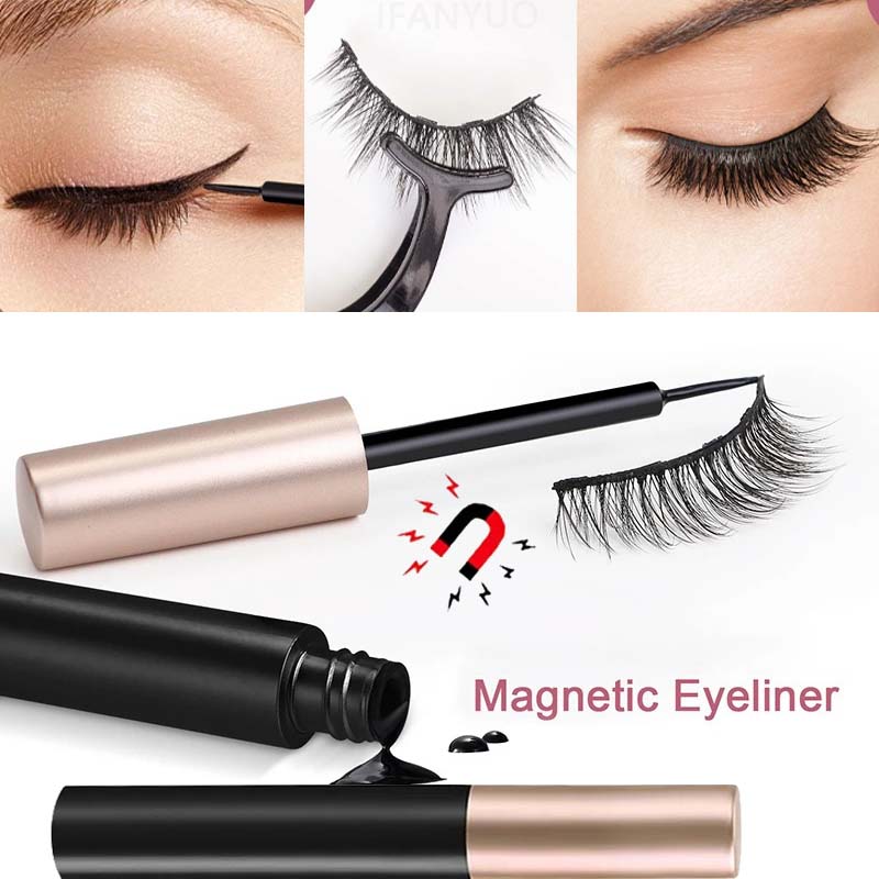 Eyelash Extension Eyeliner - 1/2 個黒磁気アイライナー接着剤つけまつげエクステンションマジック自己粘着液体アイライナーノーブルーミングアイメイク化粧品