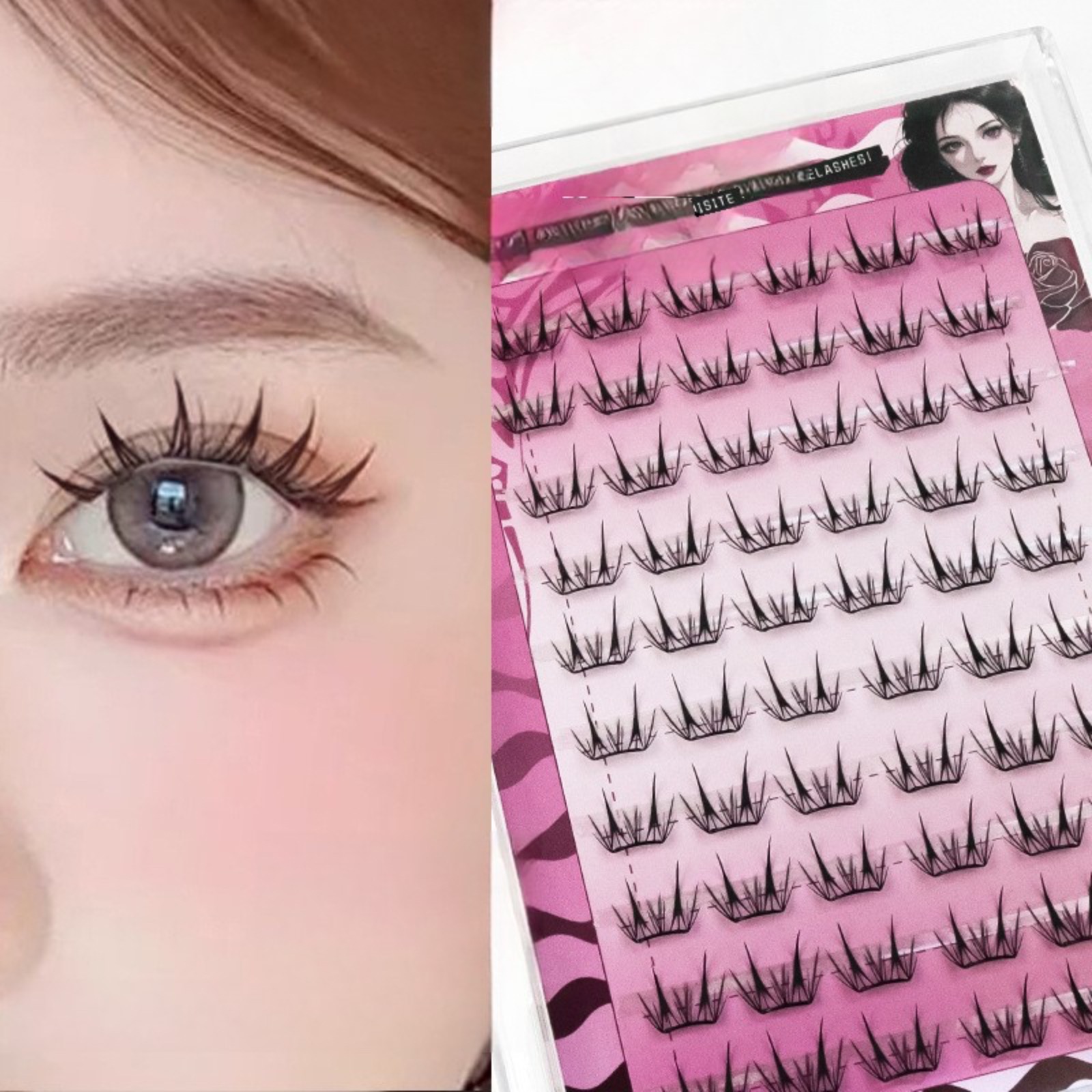 接着剤不要のセルフ接着式まつげクラスター ふわふわマンガ風韓 - Eyelash Extension Korea のレビューと価格