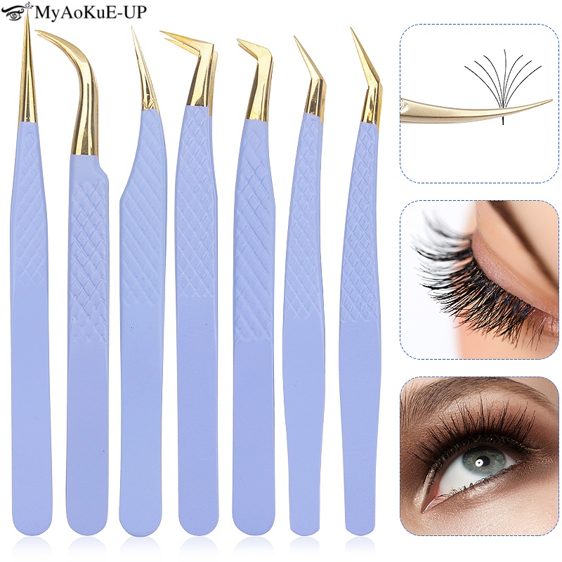 パープルステンレス鋼まつげエクステンションピンセット眉毛クリ - Refill Eyelash Extension のレビューと価格