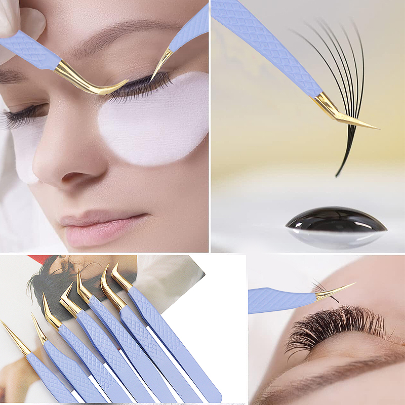 パープルステンレス鋼まつげエクステンションピンセット眉毛クリ - Refill Eyelash Extension のレビューと価格