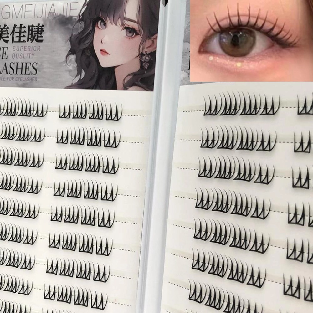 U字型接着剤不要つけまつげ大容量韓国風透明シングルクラスター - Eyelash Extension Korea のレビューと価格
