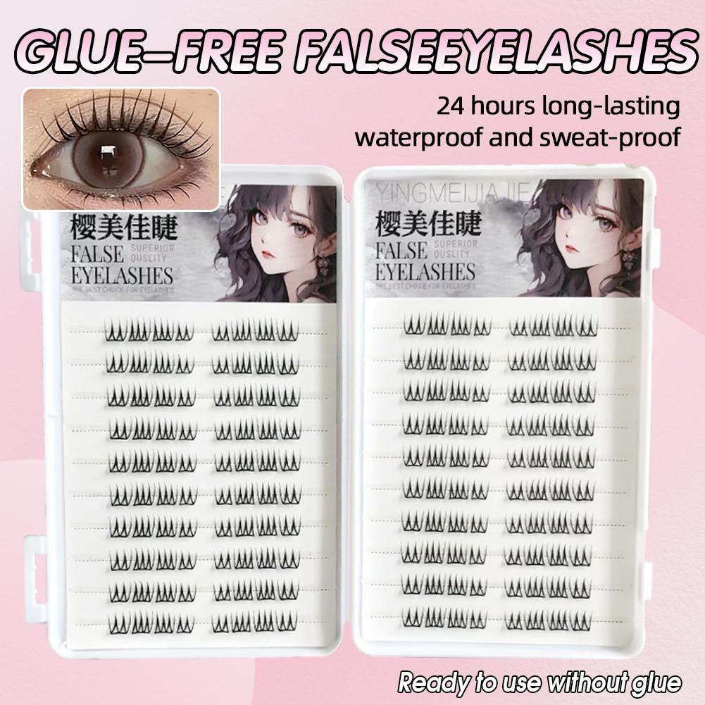 U字型接着剤不要つけまつげ大容量韓国風透明シングルクラスター - Eyelash Extension Korea のレビューと価格