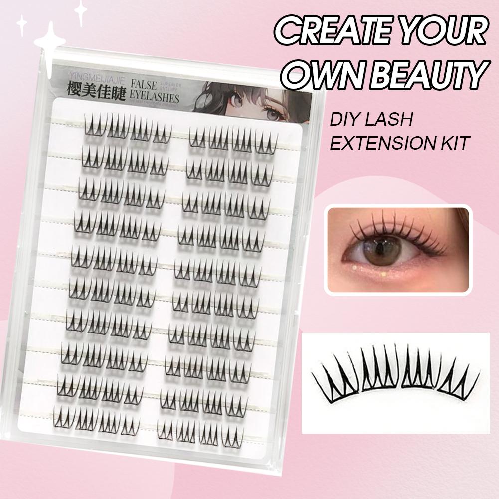 U字型接着剤不要つけまつげ大容量韓国風透明シングルクラスター - Eyelash Extension Korea のレビューと価格